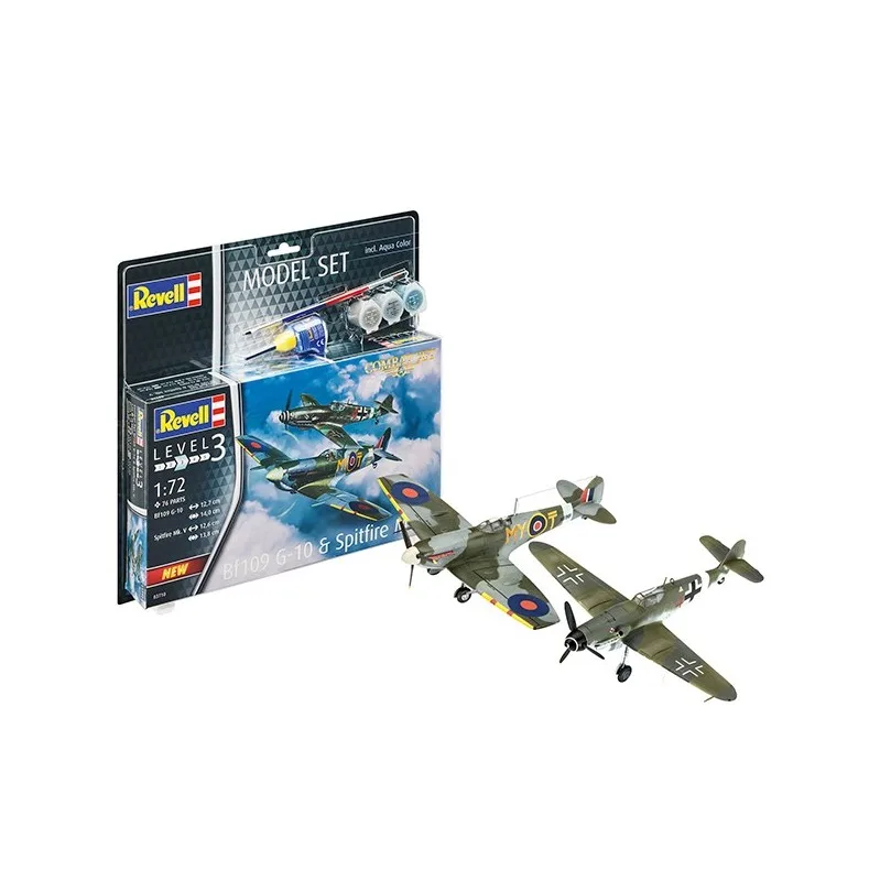 Product image 2: Revell Model Set Combat Set Bf109G-10 & Spitfire MkV Airplanes 1:72