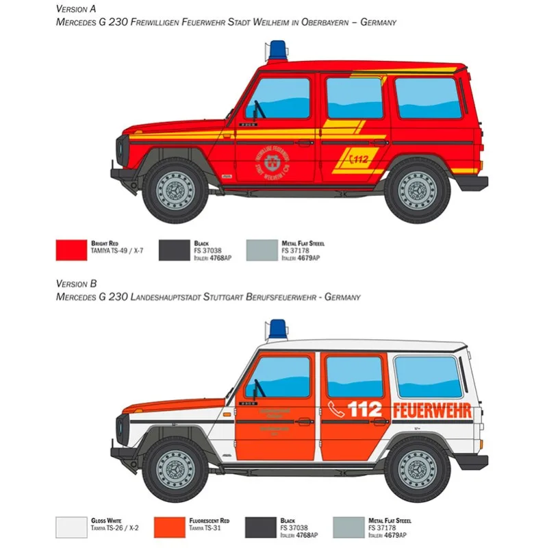 Product image 3: Italeri Mercedes Benz G230 Feuerwehr Car 1:24