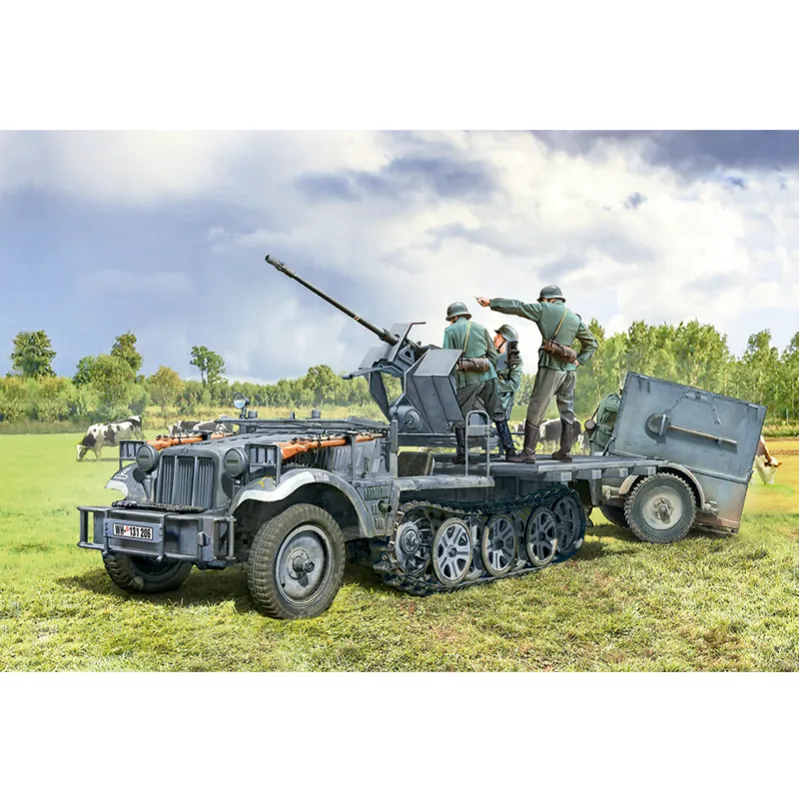 Product image 2: Italeri Sd.Kfz 10/4 Military Vehicle with Flak 30 and Crew 1:35
