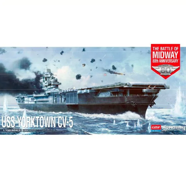 Academy USS Yorktown CV-5 Battle of Midway Ship 1/700