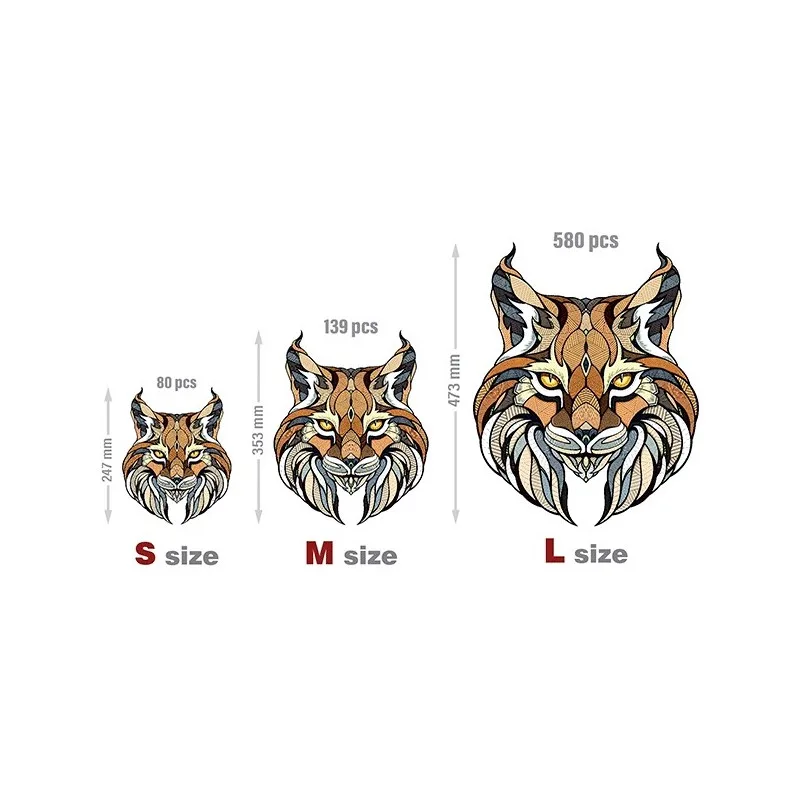 Product image 3: EWA Lynx Puzzle (S) 80 pieces wooden box