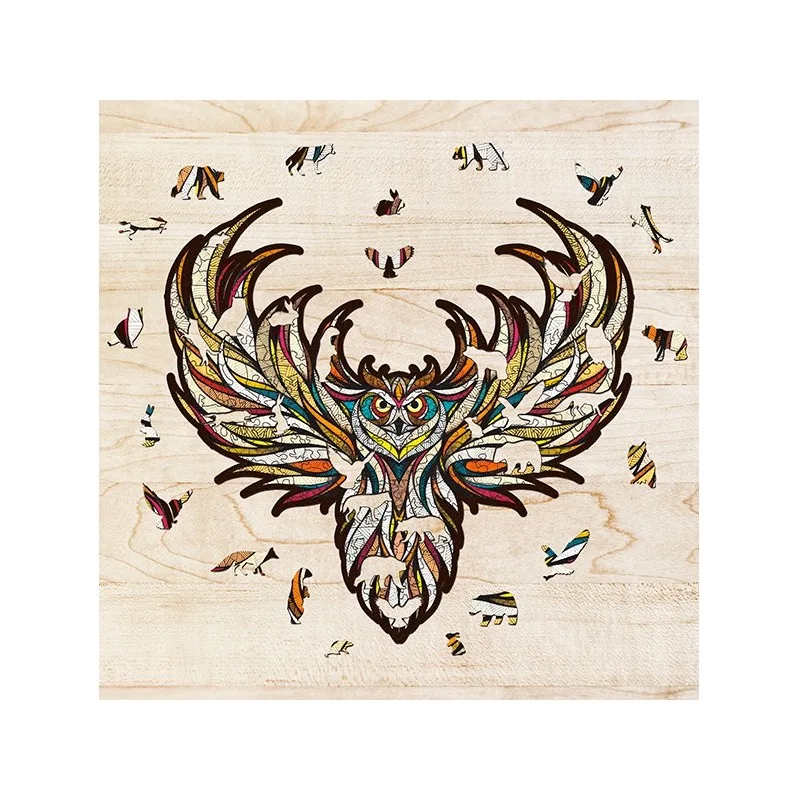Product image 2: EWA Owl Puzzle (S) 70 pieces wooden box