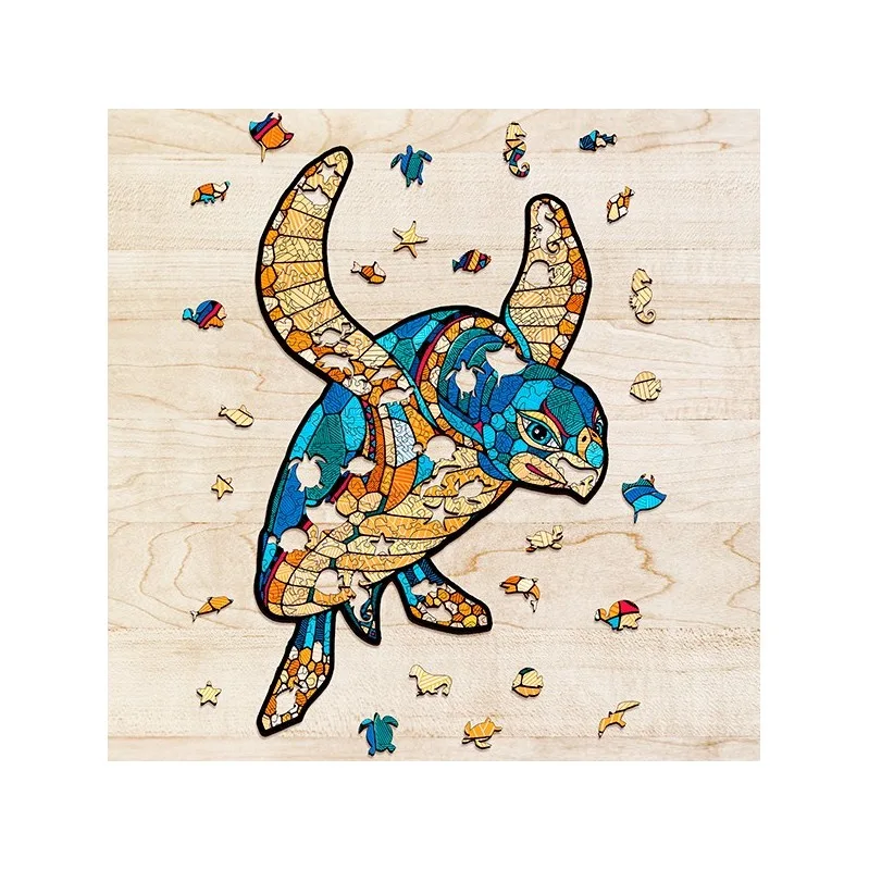 Imagen del producto 2: EWA Puzzle Tortuga (S) 80 piezas caja de madera