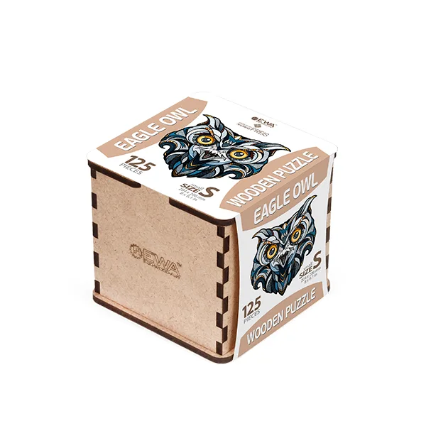 EWA Puzzle Búho Real (S) 125 piezas caja de madera