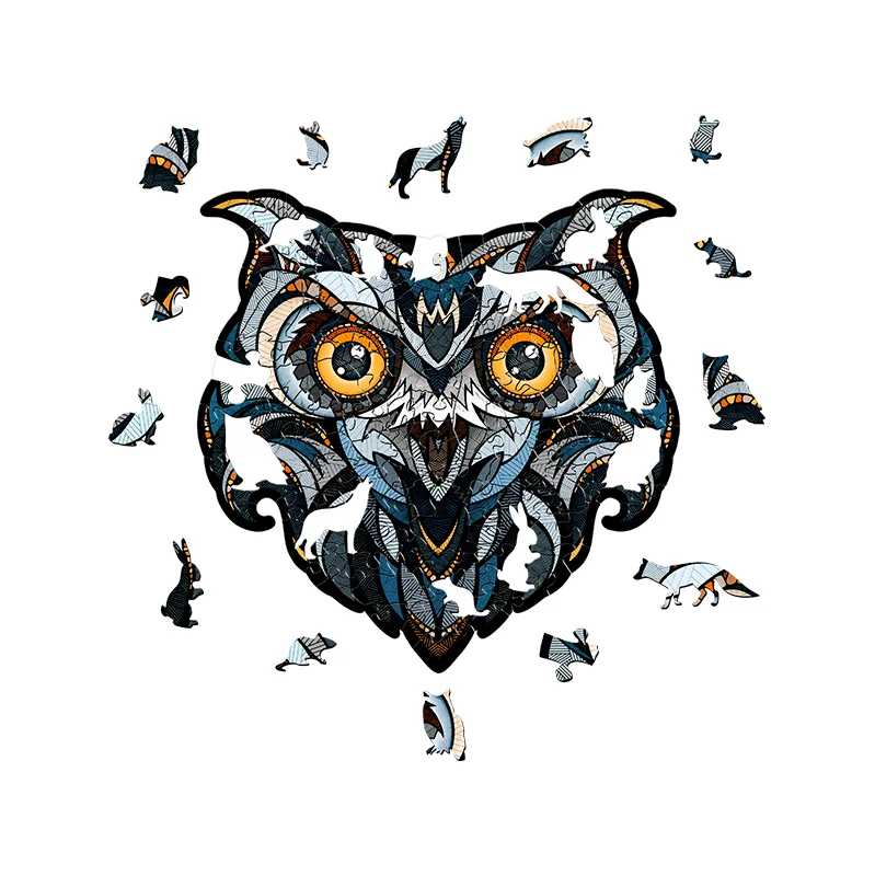 Product image 2: EWA Puzzle Great Horned Owl (S) 125 pieces wooden box