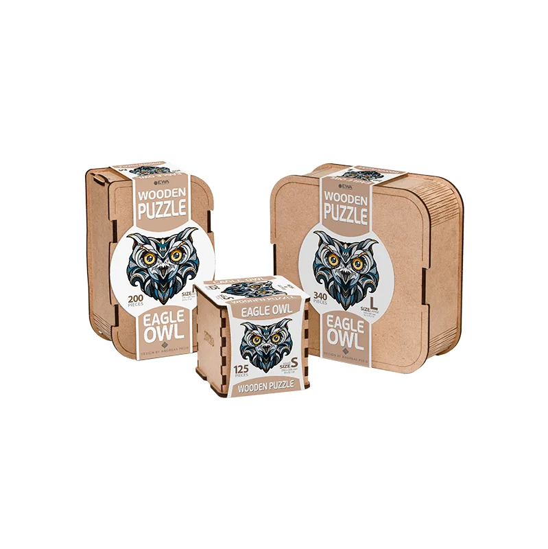 Product image 3: EWA Puzzle Great Horned Owl (S) 125 pieces wooden box