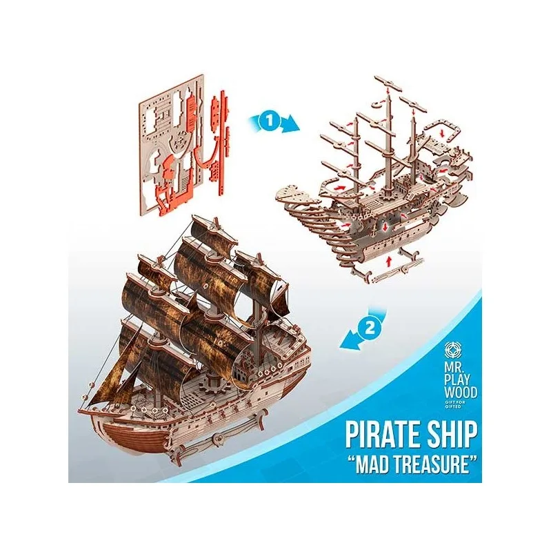 Imagen del producto 2: Mr. Playwood Barco Pirata "Mad Treasure" 156 piezas