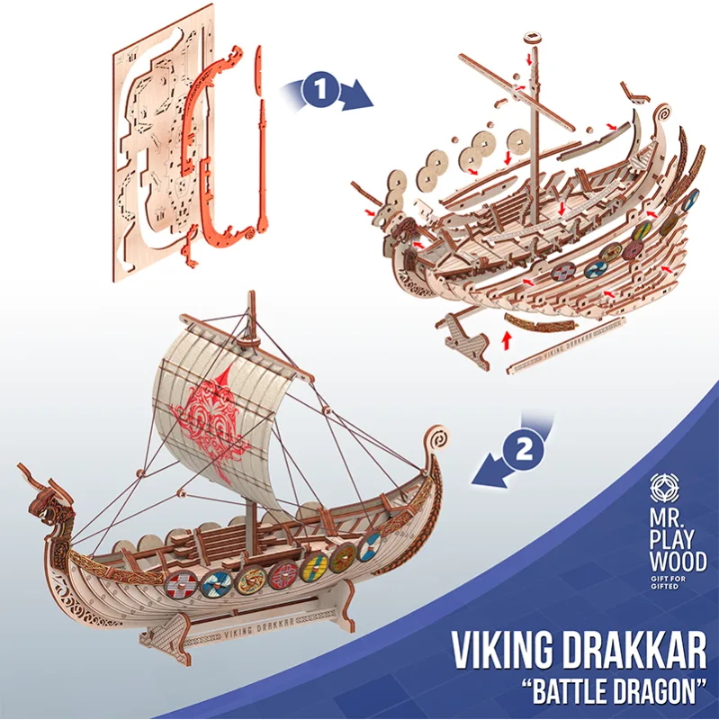 Product image 3: Mr. Playwood Viking Drakkar "Battle Dragon" 131 pieces