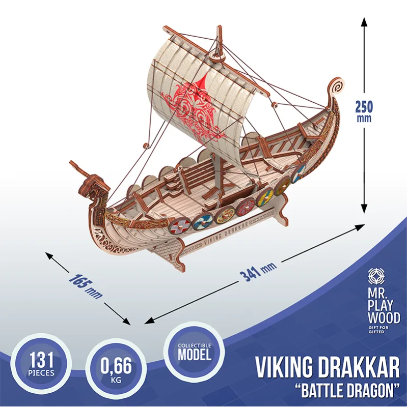 Product image 4: Mr. Playwood Viking Drakkar "Battle Dragon" 131 pieces