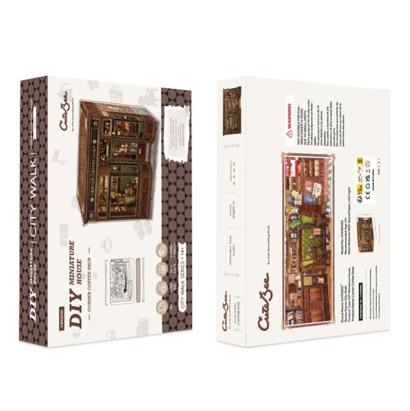 Imagen del producto 12: Cutebee Miniature House Corner Coffee Shop 294 piezas