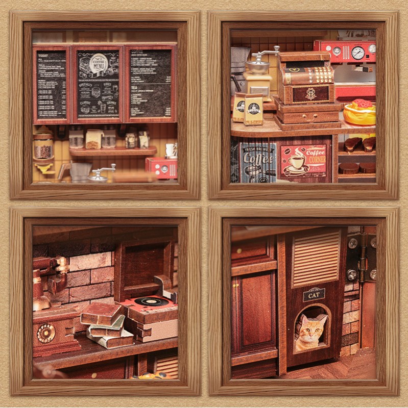 Imagen del producto 6: Cutebee Miniature House Corner Coffee Shop 294 piezas