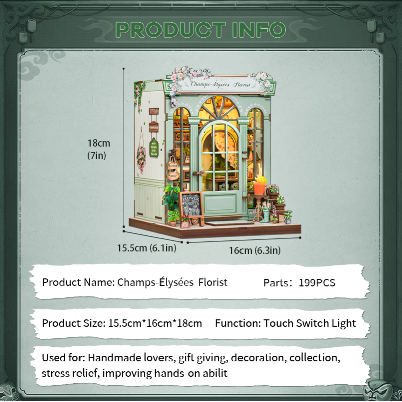 Imagen del producto 7: Cutebee Book Nook Champs Elysees Florist 199 piezas