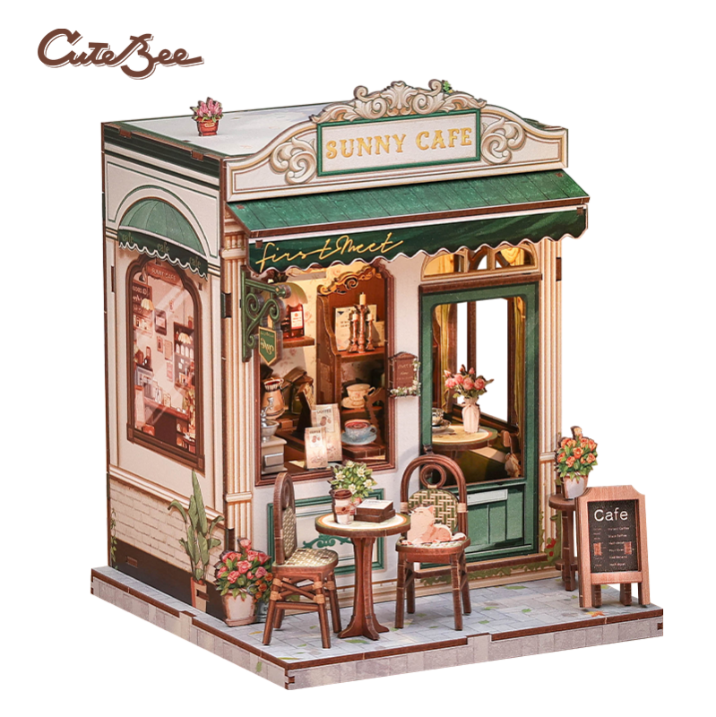 Cutebee Maison miniature Sunny Café 233 pièces