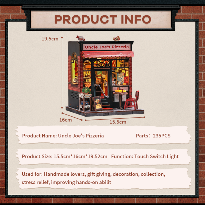 Imagen del producto 8: Cutebee Miniature House Uncle Joe's Pizzeria 236 piezas