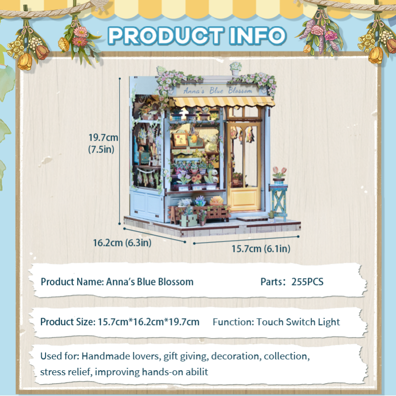 Imagen del producto 12: Cutebee Miniature House Anna's Blue Blossom 255 piezas