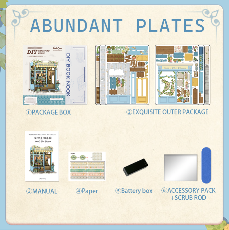 Imagen del producto 13: Cutebee Miniature House Anna's Blue Blossom 255 piezas