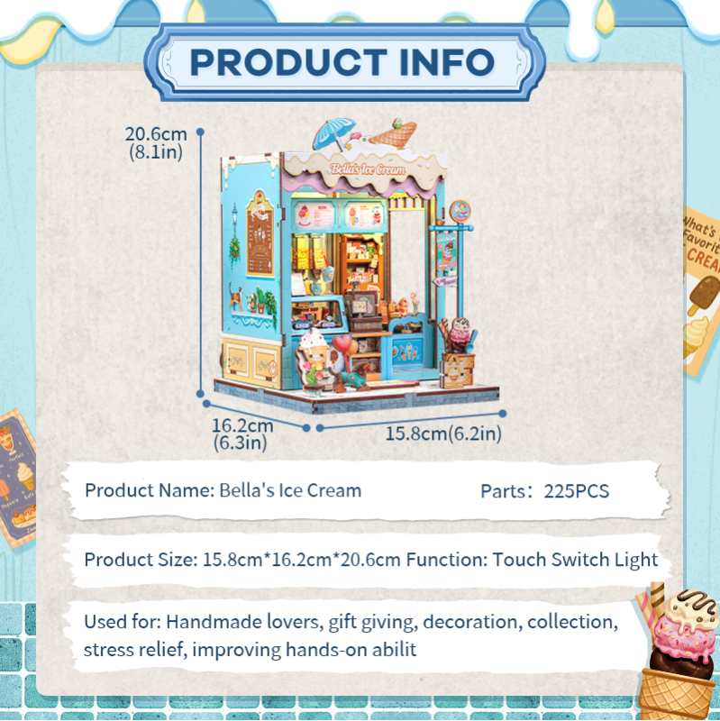 Imagen del producto 4: Cutebee Miniature House Bella's Ice Cream 225 piezas