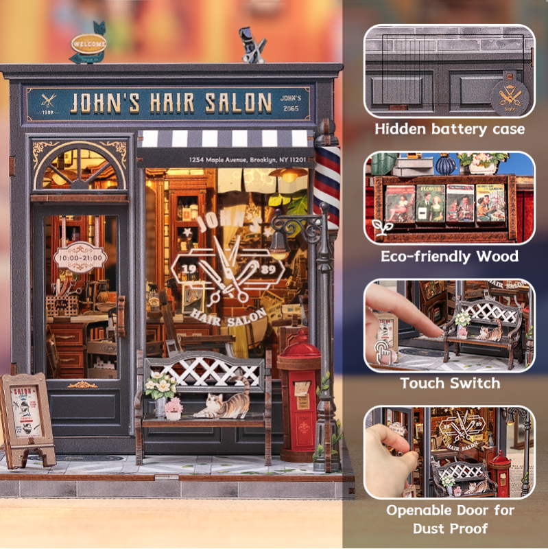 Imagen del producto 12: Cutebee Miniature House John's Hair Salon 210 piezas