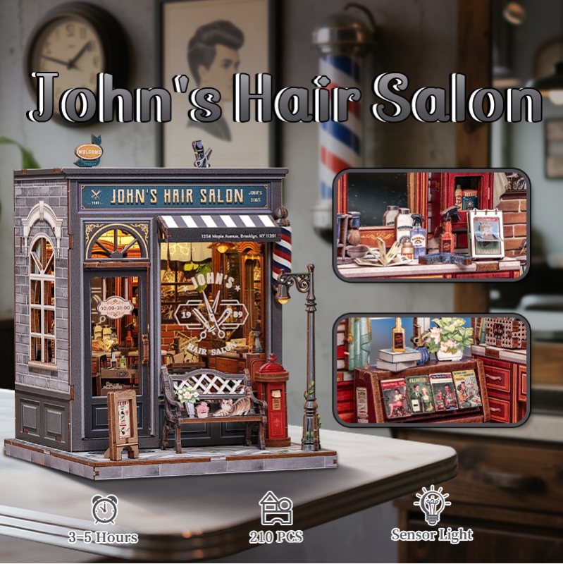 Imagen del producto 13: Cutebee Miniature House John's Hair Salon 210 piezas