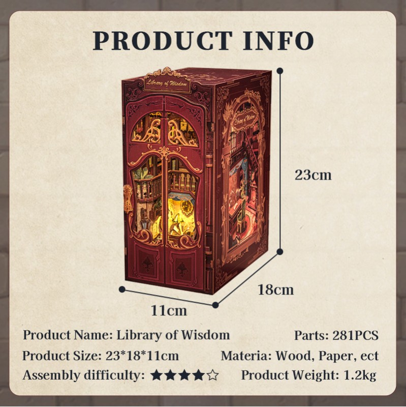 Imagen del producto 3: Cutebee Book Nook Library of Wisdom 281 piezas