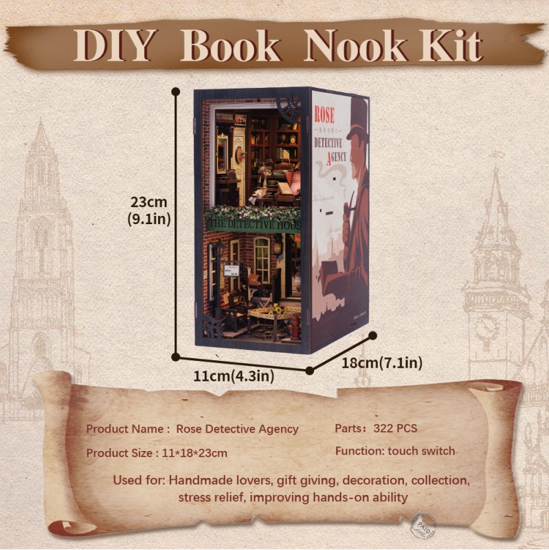 Imagen del producto 11: Cutebee Book Nook Rose Detective Agency 322 piezas