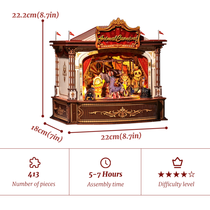 Imagen del producto 5: Cutebee Wooden Music Box Animal Carnival 413 piezas