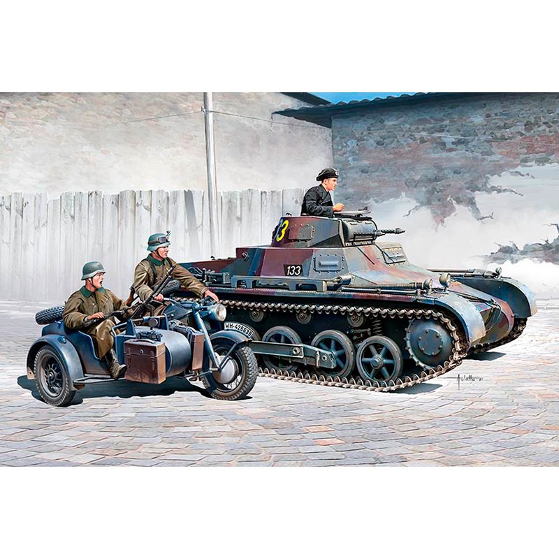 Academy Tanque y Moto German Panzer I Ausf.B & Moto1/35