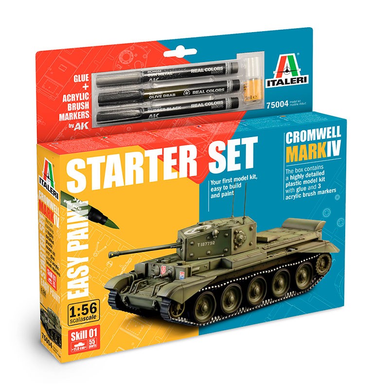 Italeri Set con colori Carro armato Cromwell Mk. IV Starter Set - Easy Paint 1:56 line