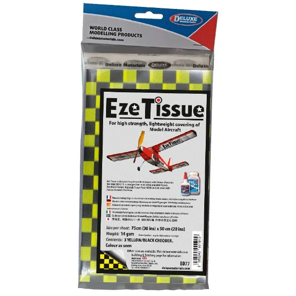 Deluxe Eze Tissue cuadros negros amarillos 3uds