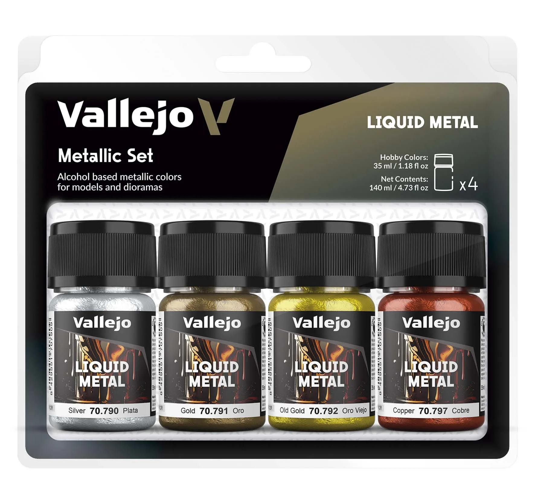 Vallejo Set 4 Liquid Metal Metalizados 35 ml