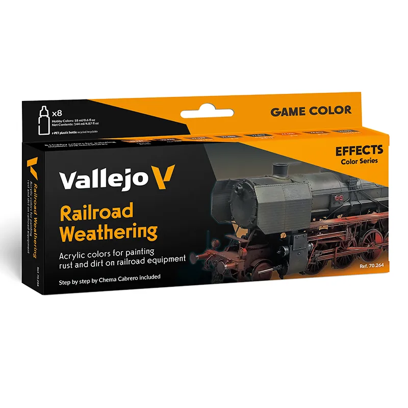 Vallejo Efectos / Set 8 Model Color Rail. Weathering C.Cabrero 18ml