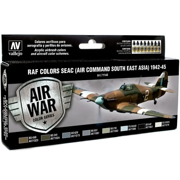 Vallejo Set 8 Model Air SEAC Air Command S-E Asia 42-45 17 ml