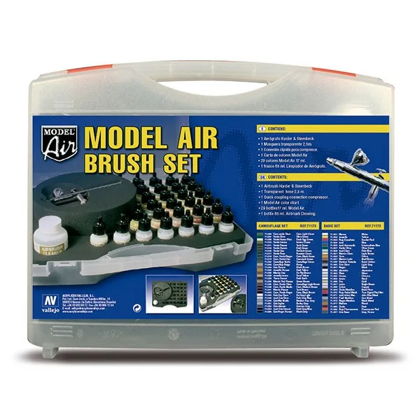 Vallejo Maletín 29 + aerógrafo Model Air Camouflage Colors 17 ml