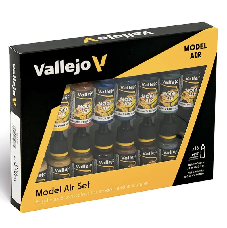 Vallejo Set 16 Model Air Colores Básicos 17 ml