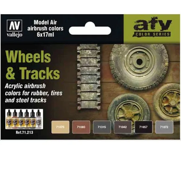 Vallejo Set 6 Model Air Wheels & Tracks 17 ml