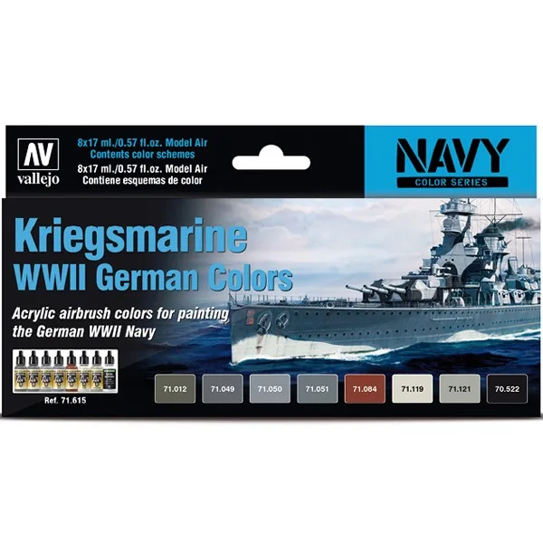 Vallejo Set 8 Model Air Alemanes Kriegsmarine WWII 17 ml