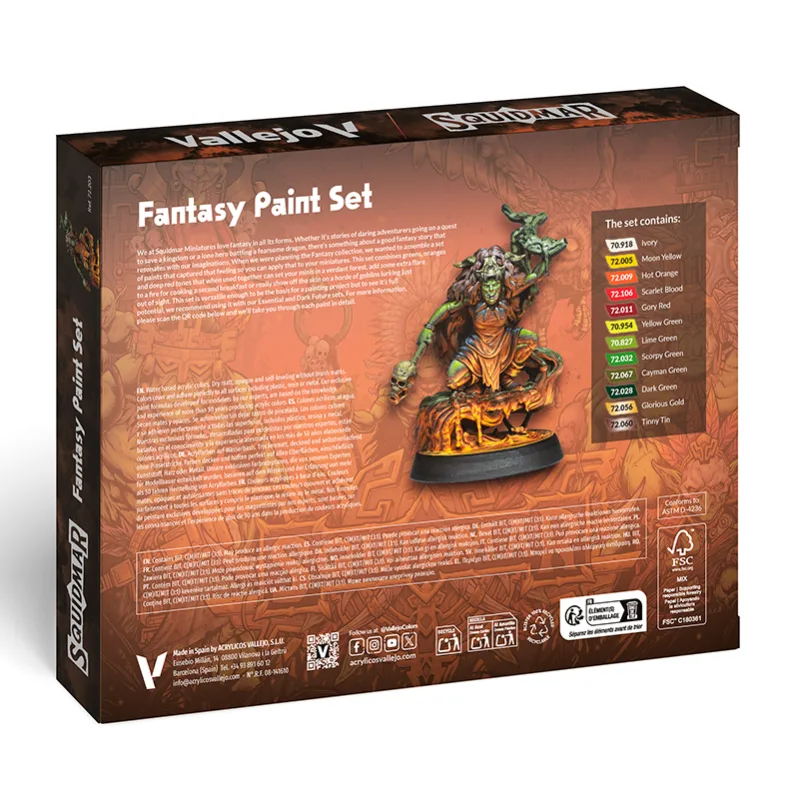 Imagen del producto 2: Vallejo Set 12 Game Color + figura Fantasy Paint Set by Squidmar Miniatures