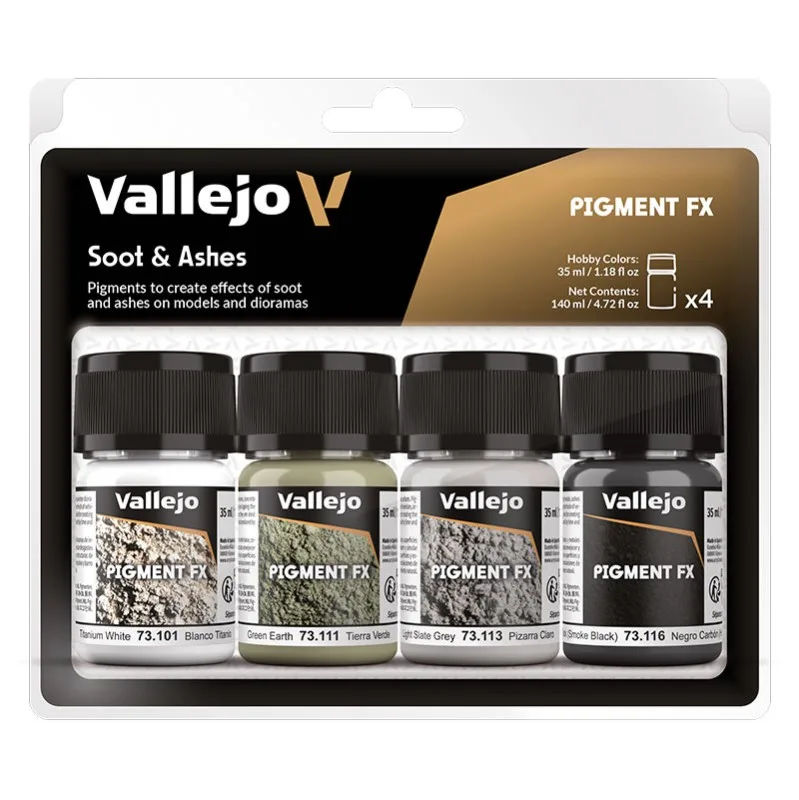 Vallejo Set 4 Pigments Hollín y Cenizas 35 ml