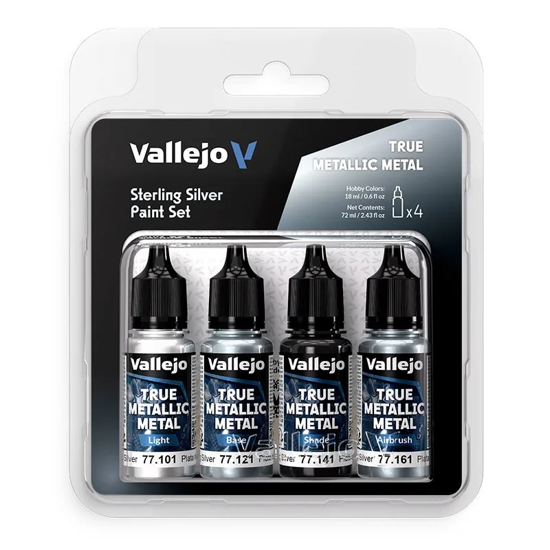 Vallejo Set 4 Colors TMM Plata De Ley