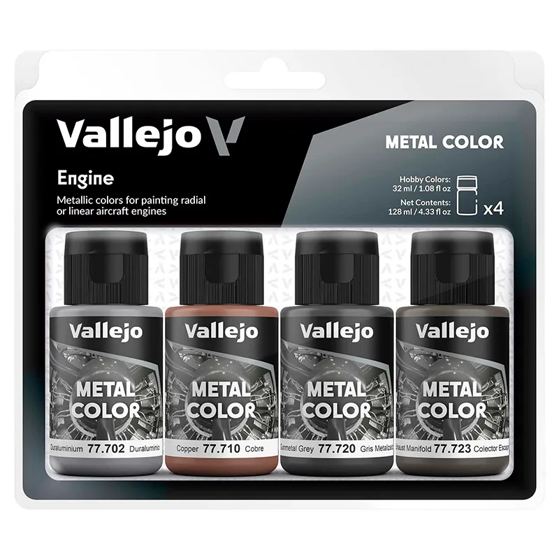 Vallejo Set 4 Metal Color Motores de aviación 32 ml