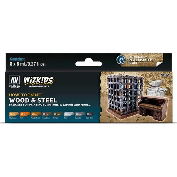 Vallejo Set 8 Wizkids Wood & Steel 8 ml