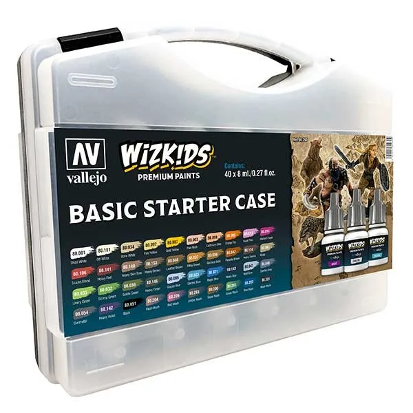 Vallejo Maletín 40 col. + 1 pincel Wizkids Basic Starter 8 ml