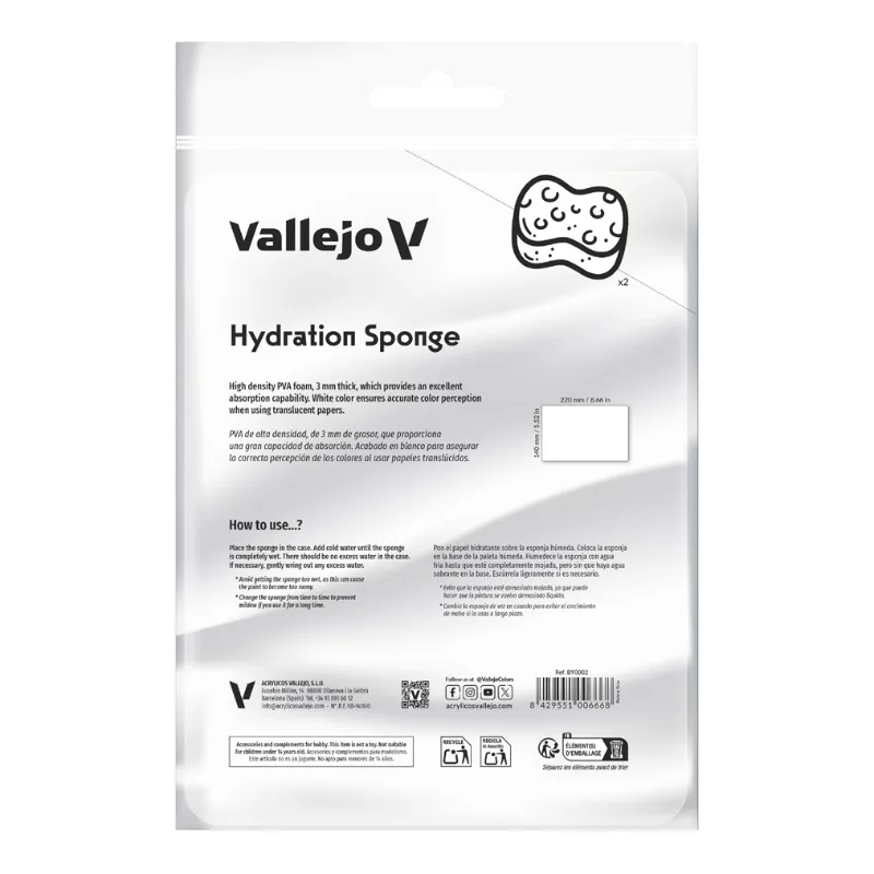 Vallejo Accesorios 2 Esponja hidratante (220 x 140 mm)
