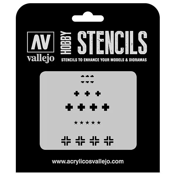 Vallejo Stencils Distintivos Carros Alemanes WWII 125 x 125 mm