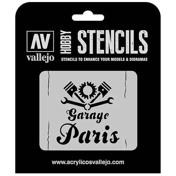 Vallejo Stencils Rótulo Garaje Vintage 125 x 125 mm