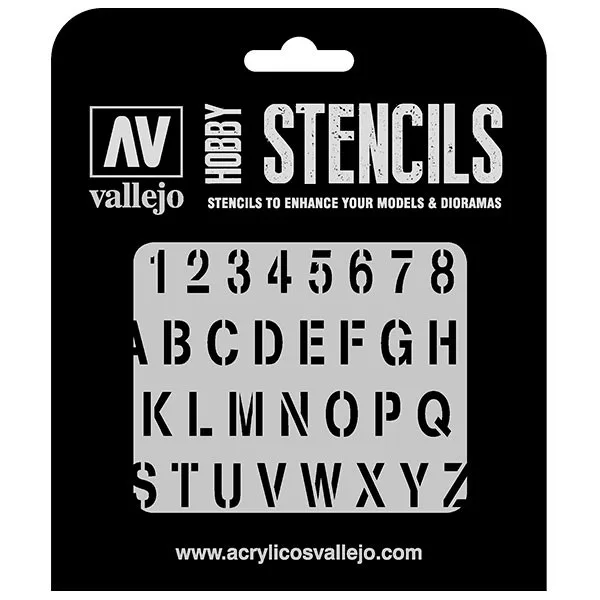 Vallejo Stencils Alfabeto Estampación 125 x 125 mm